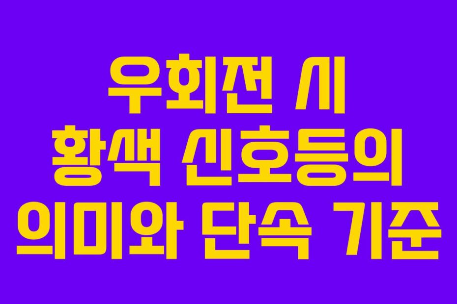 우회전 시 황색 신호등의 의미와 단속 기준