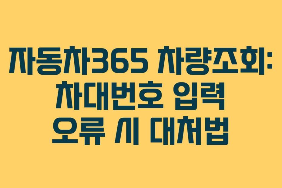 자동차365 차량조회: 차대번호 입력 오류 시 대처법