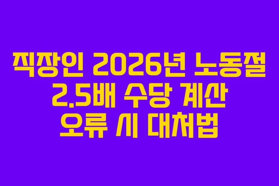 직장인 2026년 노동절 2.5배 수당 계산 오류 시 대처법