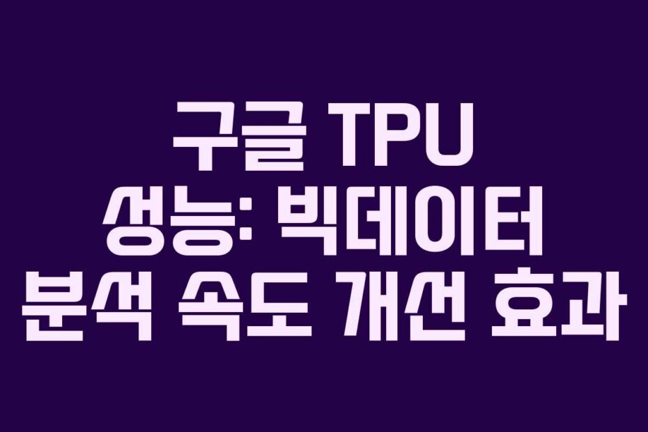 구글 TPU 성능: 빅데이터 분석 속도 개선 효과