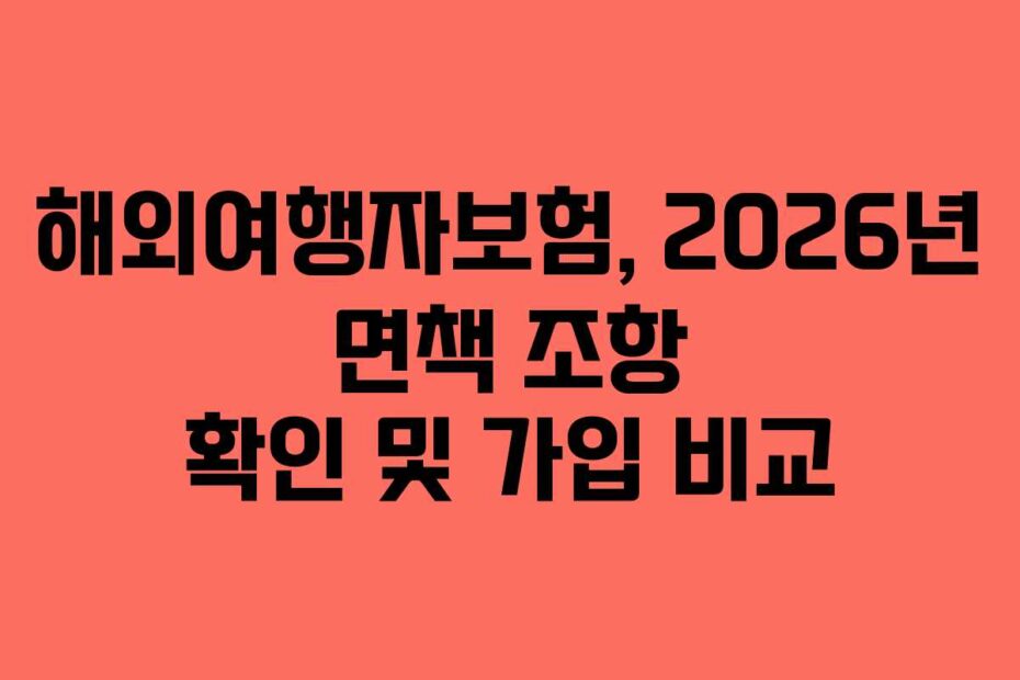 해외여행자보험, 2026년 면책 조항 확인 및 가입 비교
