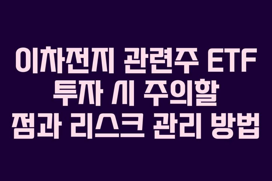 이차전지 관련주 ETF 투자 시 주의할 점과 리스크 관리 방법