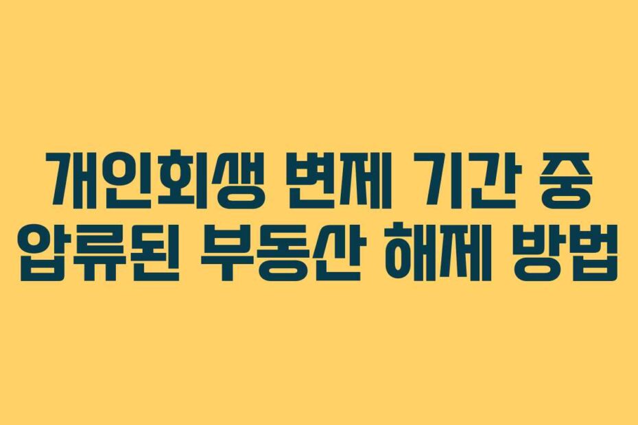 개인회생 변제 기간 중 압류된 부동산 해제 방법