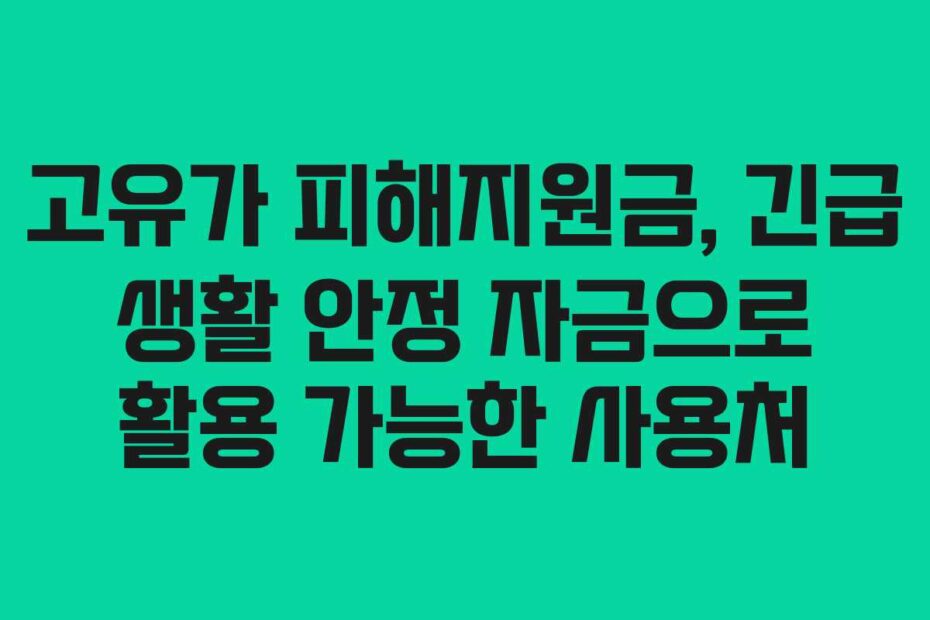 고유가 피해지원금, 긴급 생활 안정 자금으로 활용 가능한 사용처