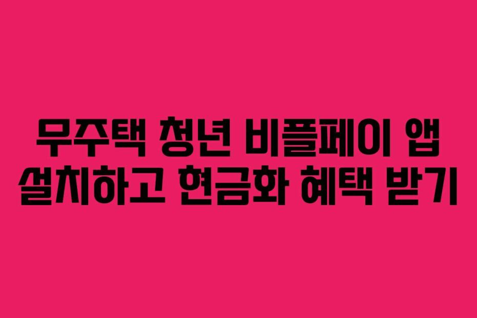 무주택 청년 비플페이 앱 설치하고 현금화 혜택 받기