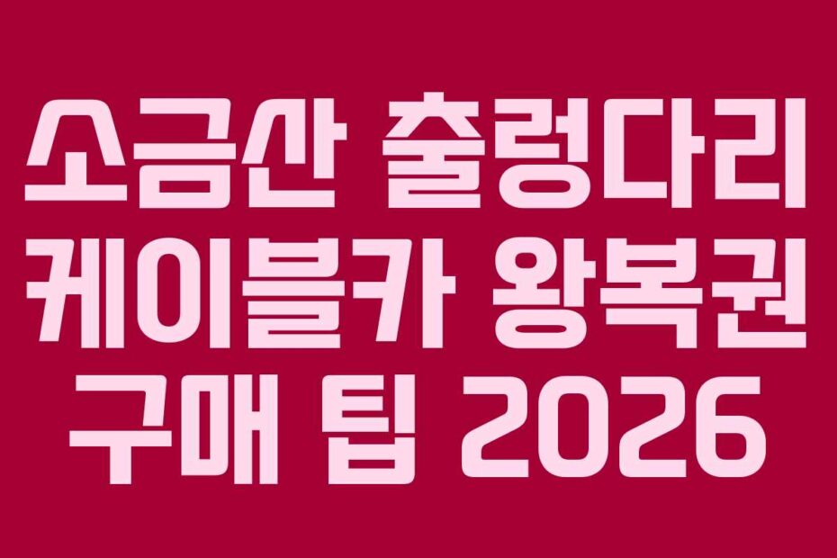 소금산 출렁다리 케이블카 왕복권 구매 팁 2026