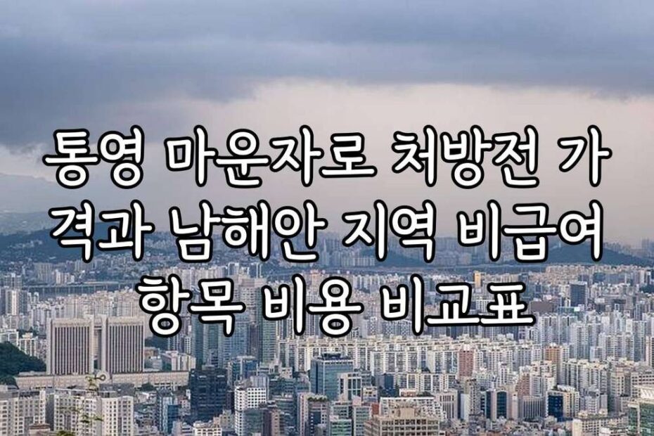 통영 마운자로 처방전 가격과 남해안 지역 비급여 항목 비용 비교표