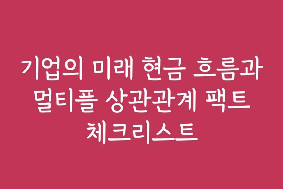 기업의 미래 현금 흐름과 멀티플 상관관계 팩트 체크리스트