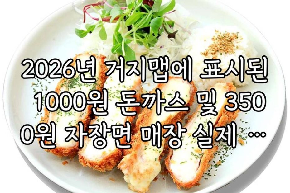 2026년 거지맵에 표시된 1000원 돈까스 및 3500원 자장면 매장 실제 위치 정리