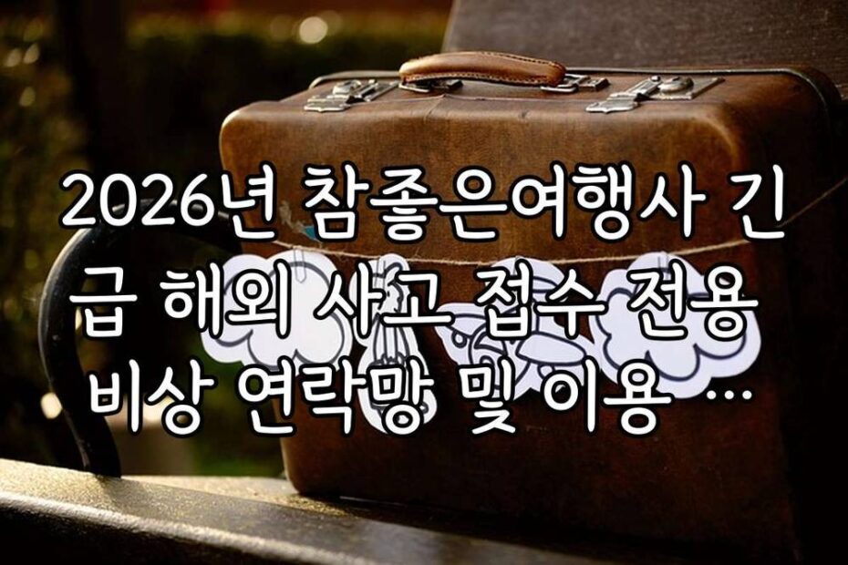 2026년 참좋은여행사 긴급 해외 사고 접수 전용 비상 연락망 및 이용 안내