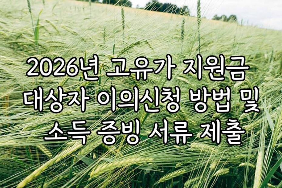 2026년 고유가 지원금 대상자 이의신청 방법 및 소득 증빙 서류 제출