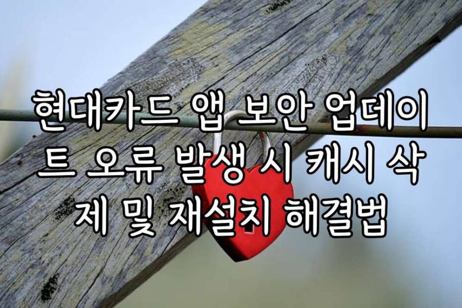 현대카드 앱 보안 업데이트 오류 발생 시 캐시 삭제 및 재설치 해결법