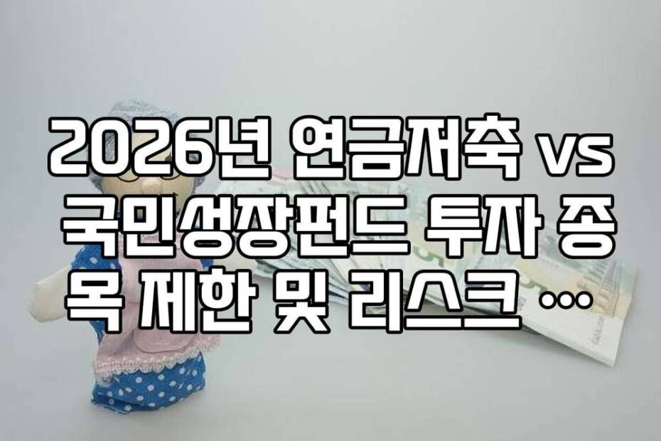 2026년 연금저축 vs 국민성장펀드 투자 종목 제한 및 리스크 관리법