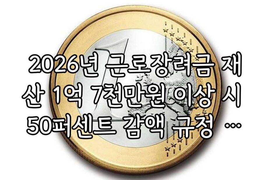 2026년 근로장려금 재산 1억 7천만원 이상 시 50퍼센트 감액 규정 안내