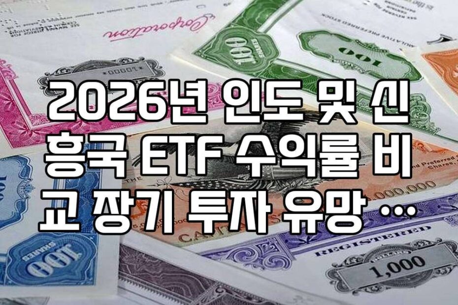 2026년 인도 및 신흥국 ETF 수익률 비교 장기 투자 유망 종목 리스트