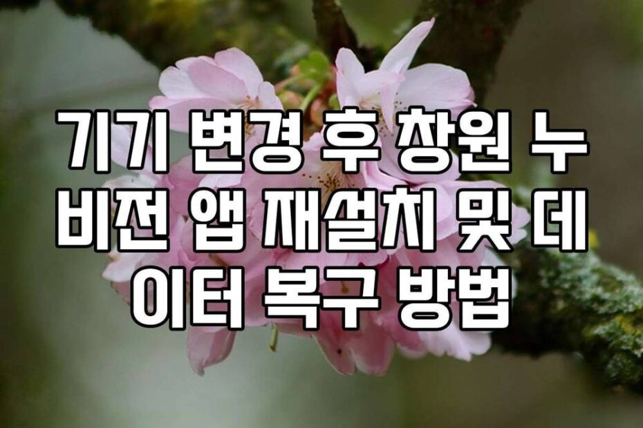 기기 변경 후 창원 누비전 앱 재설치 및 데이터 복구 방법