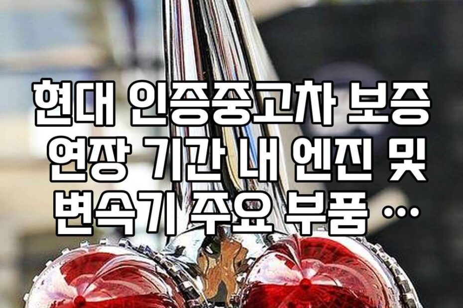 현대 인증중고차 보증 연장 기간 내 엔진 및 변속기 주요 부품 보장 범위
