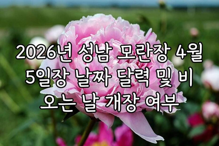2026년 성남 모란장 4월 5일장 날짜 달력 및 비 오는 날 개장 여부