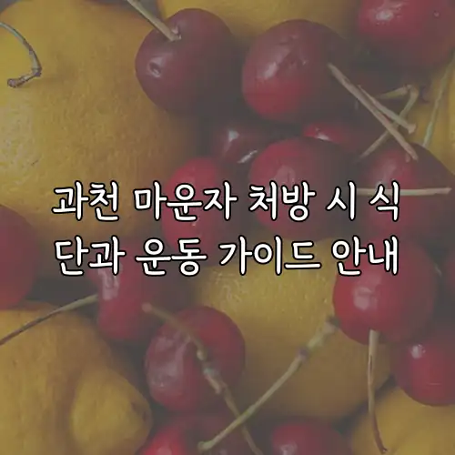 과천 마운자 처방 시 식단과 운동 가이드 안내