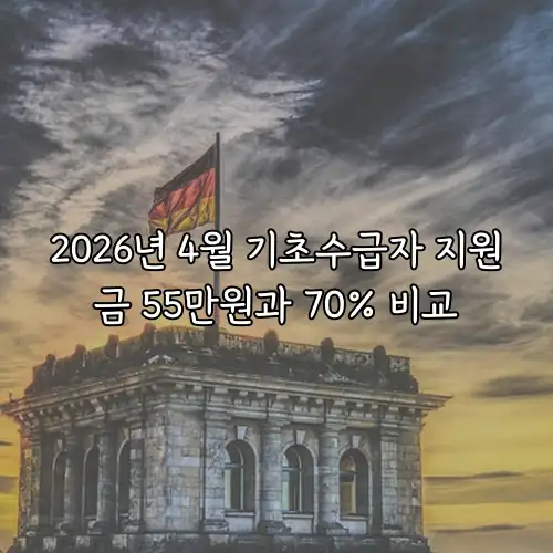 2026년 4월 기초수급자 지원금 55만원과 70% 비교