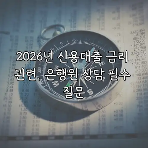 2026년 신용대출 금리 관련, 은행원 상담 필수 질문