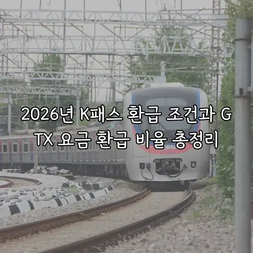 2026년 K패스 환급 조건과 GTX 요금 환급 비율 총정리
