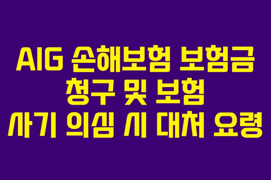AIG 손해보험 보험금 청구 및 보험 사기 의심 시 대처 요령