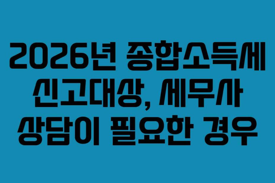 2026년 종합소득세 신고대상, 세무사 상담이 필요한 경우
