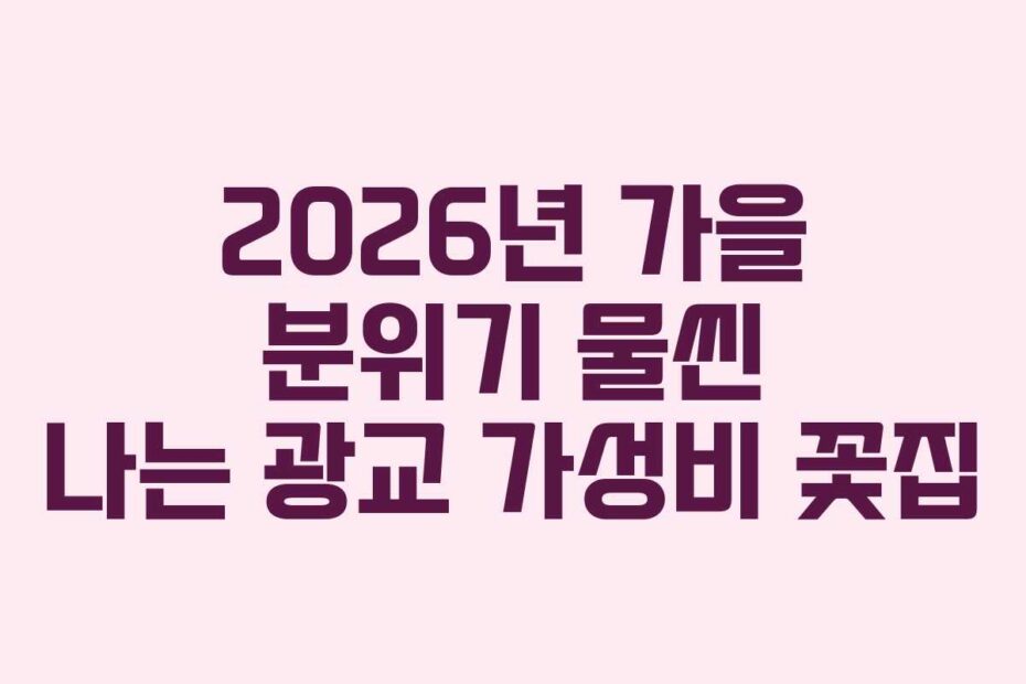 2026년 가을 분위기 물씬 나는 광교 가성비 꽃집