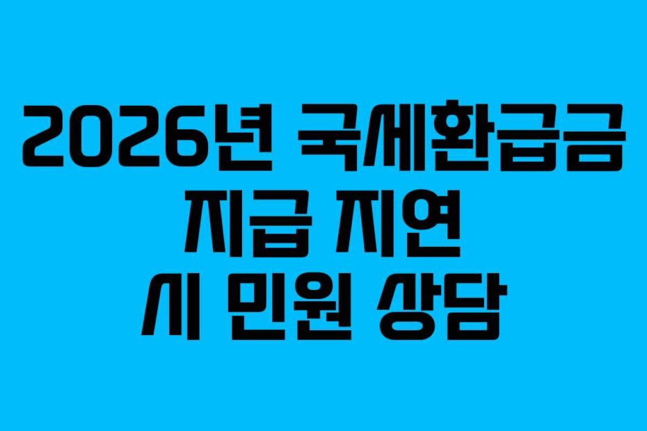 2026년 국세환급금 지급 지연 시 민원 상담