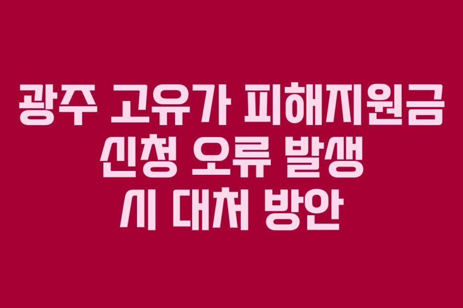 광주 고유가 피해지원금 신청 오류 발생 시 대처 방안