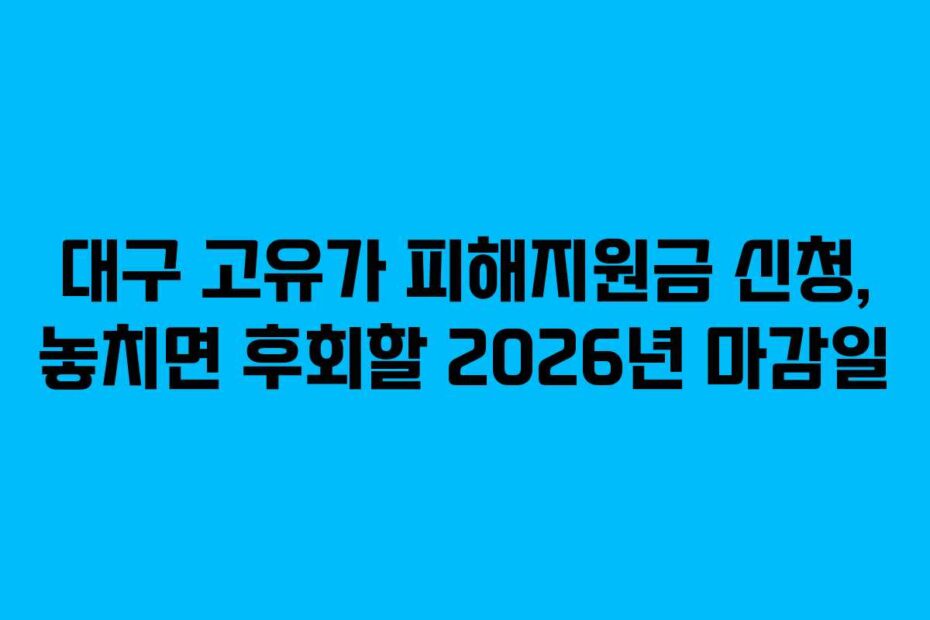 대구 고유가 피해지원금 신청, 놓치면 후회할 2026년 마감일