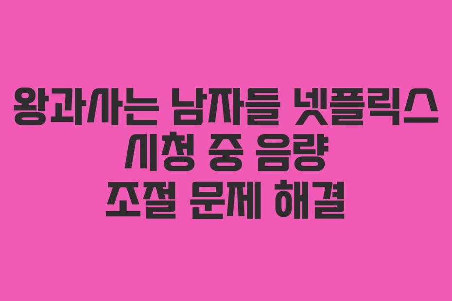 왕과사는 남자들 넷플릭스 시청 중 음량 조절 문제 해결