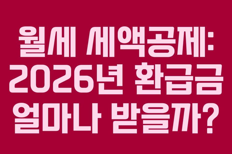 월세 세액공제: 2026년 환급금 얼마나 받을까?