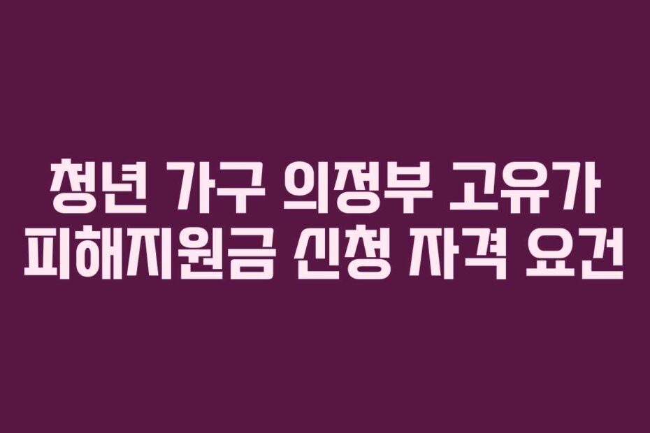 청년 가구 의정부 고유가 피해지원금 신청 자격 요건
