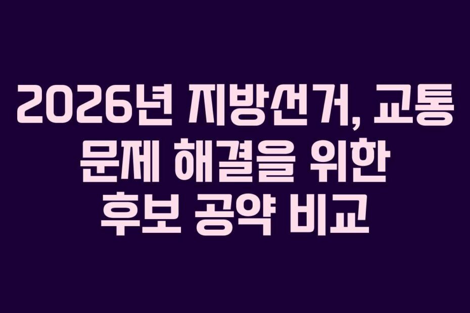 2026년 지방선거, 교통 문제 해결을 위한 후보 공약 비교
