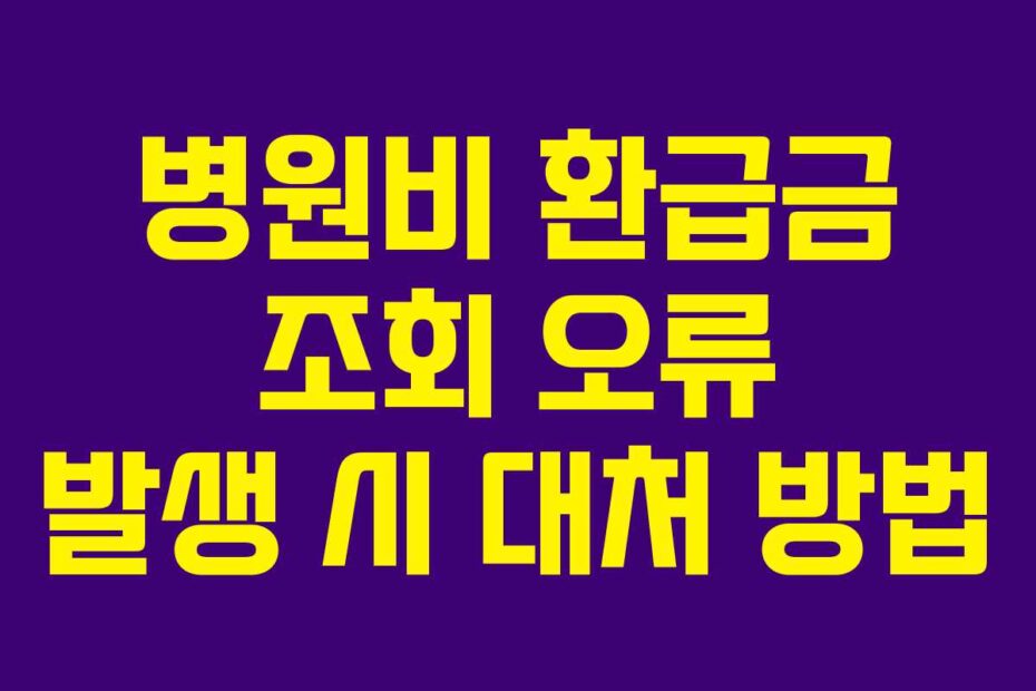 병원비 환급금 조회 오류 발생 시 대처 방법