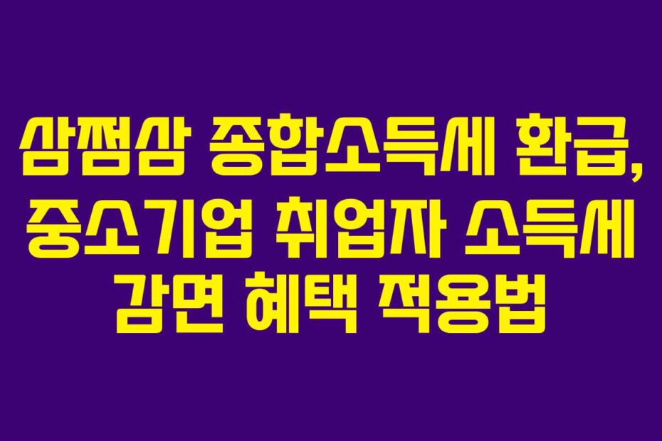 삼쩜삼 종합소득세 환급, 중소기업 취업자 소득세 감면 혜택 적용법