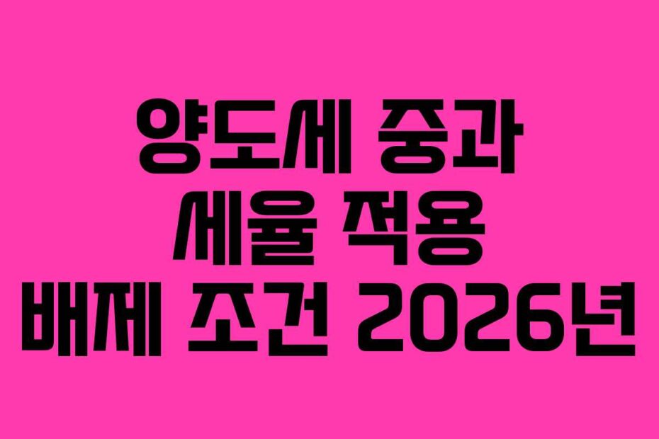 양도세 중과 세율 적용 배제 조건 2026년