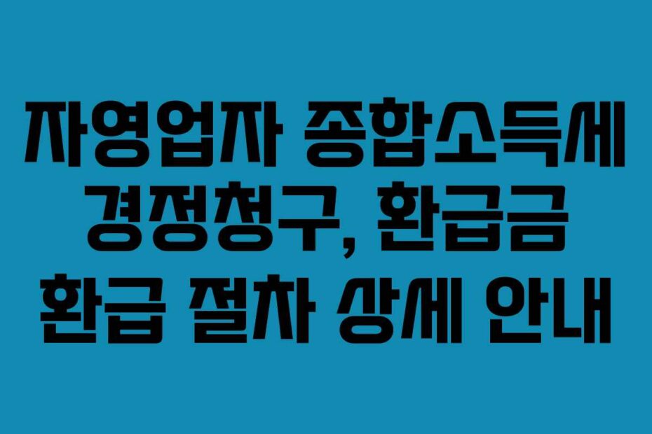자영업자 종합소득세 경정청구, 환급금 환급 절차 상세 안내