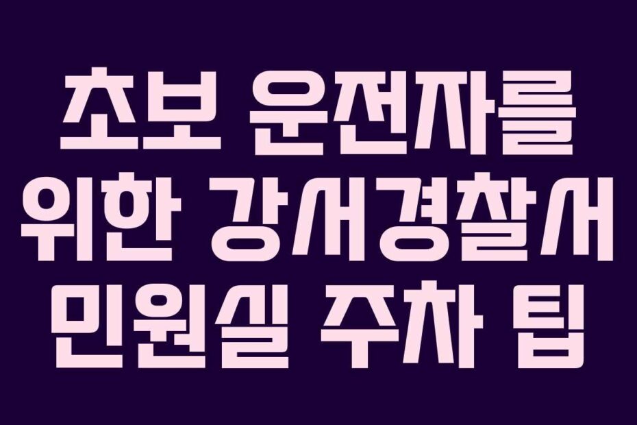 초보 운전자를 위한 강서경찰서 민원실 주차 팁
