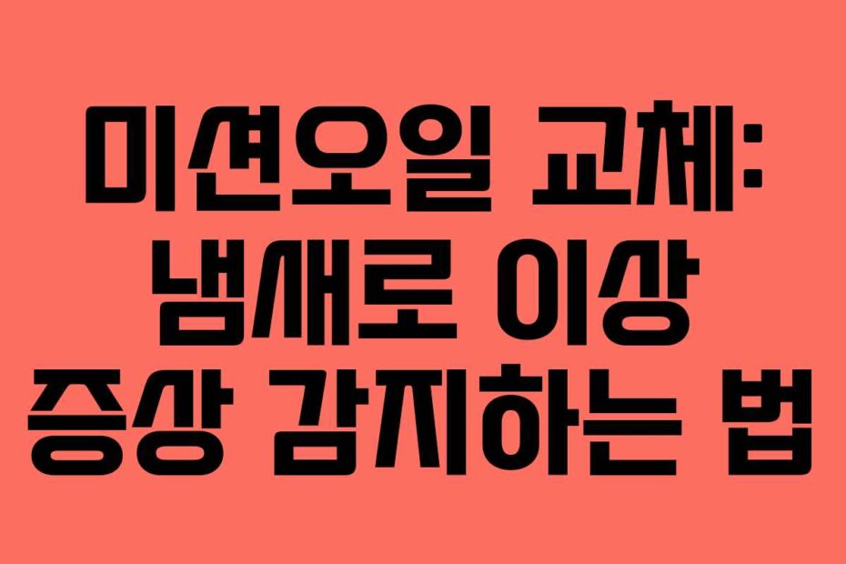 미션오일 교체: 냄새로 이상 증상 감지하는 법