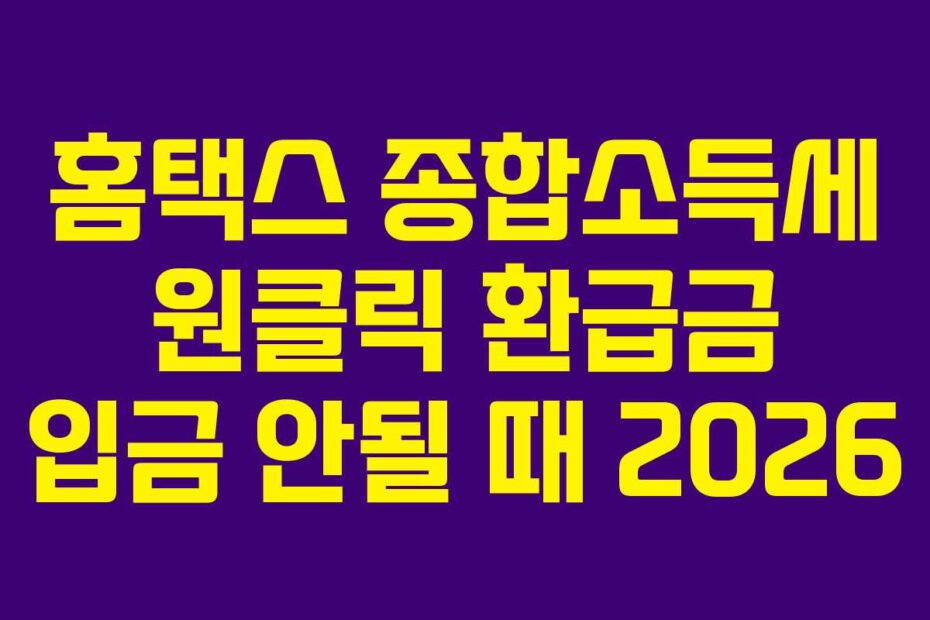 홈택스 종합소득세 원클릭 환급금 입금 안될 때 2026