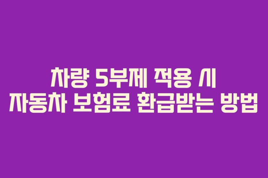 차량 5부제 적용 시 자동차 보험료 환급받는 방법