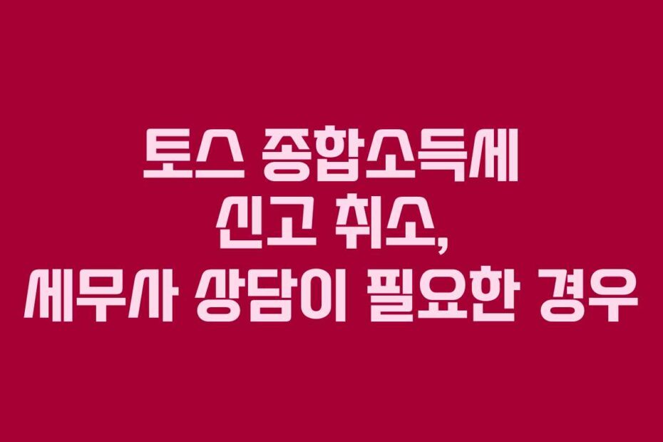 토스 종합소득세 신고 취소, 세무사 상담이 필요한 경우