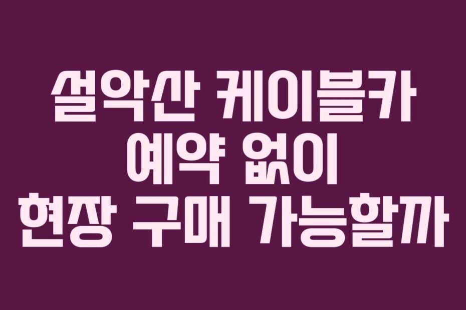 설악산 케이블카 예약 없이 현장 구매 가능할까