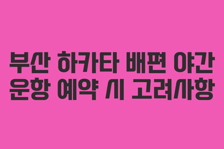 부산 하카타 배편 야간 운항 예약 시 고려사항