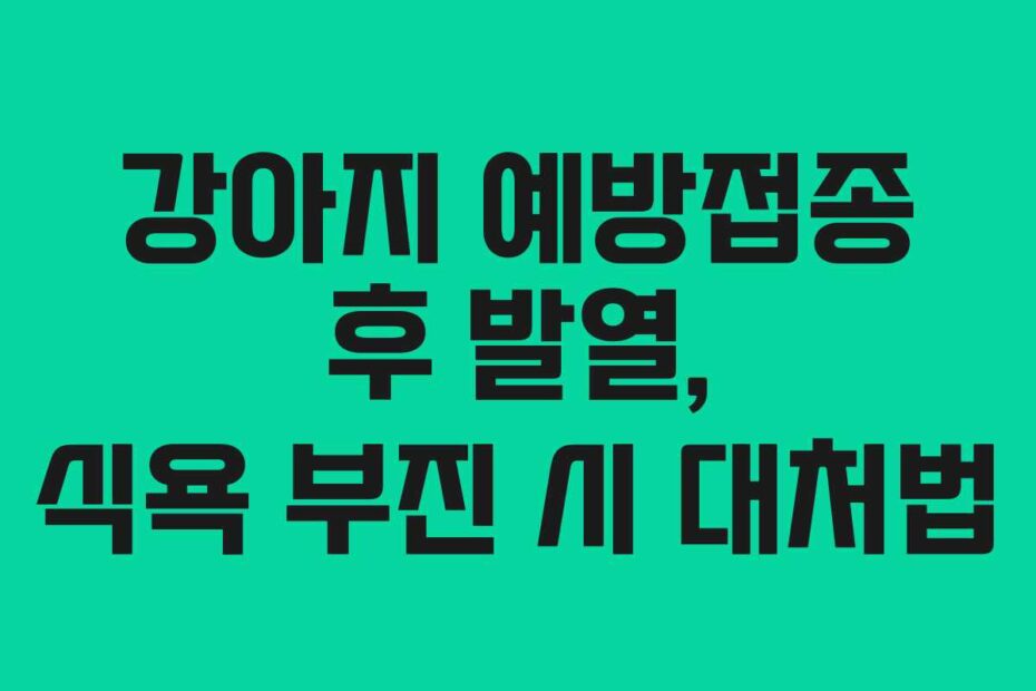 강아지 예방접종 후 발열, 식욕 부진 시 대처법