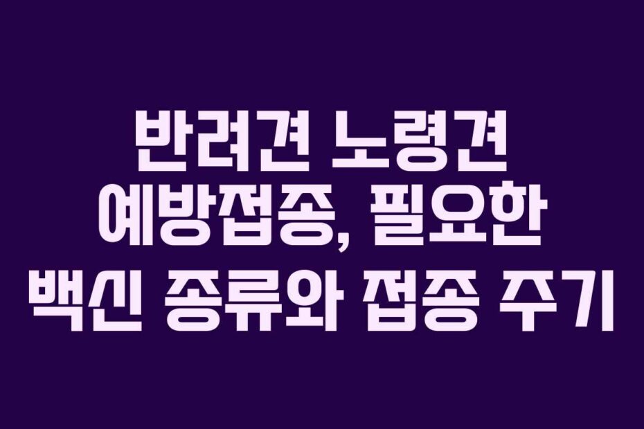 반려견 노령견 예방접종, 필요한 백신 종류와 접종 주기