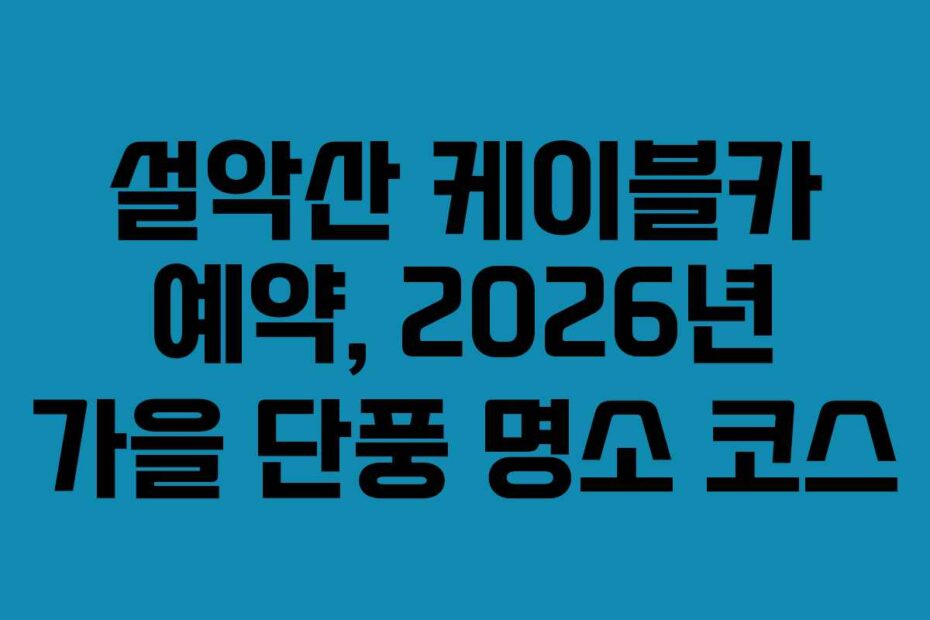 설악산 케이블카 예약, 2026년 가을 단풍 명소 코스